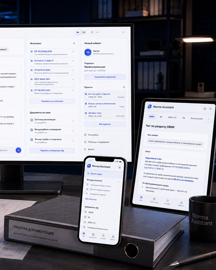 Адаптивная версия Norma Assistant на разных устройствах
