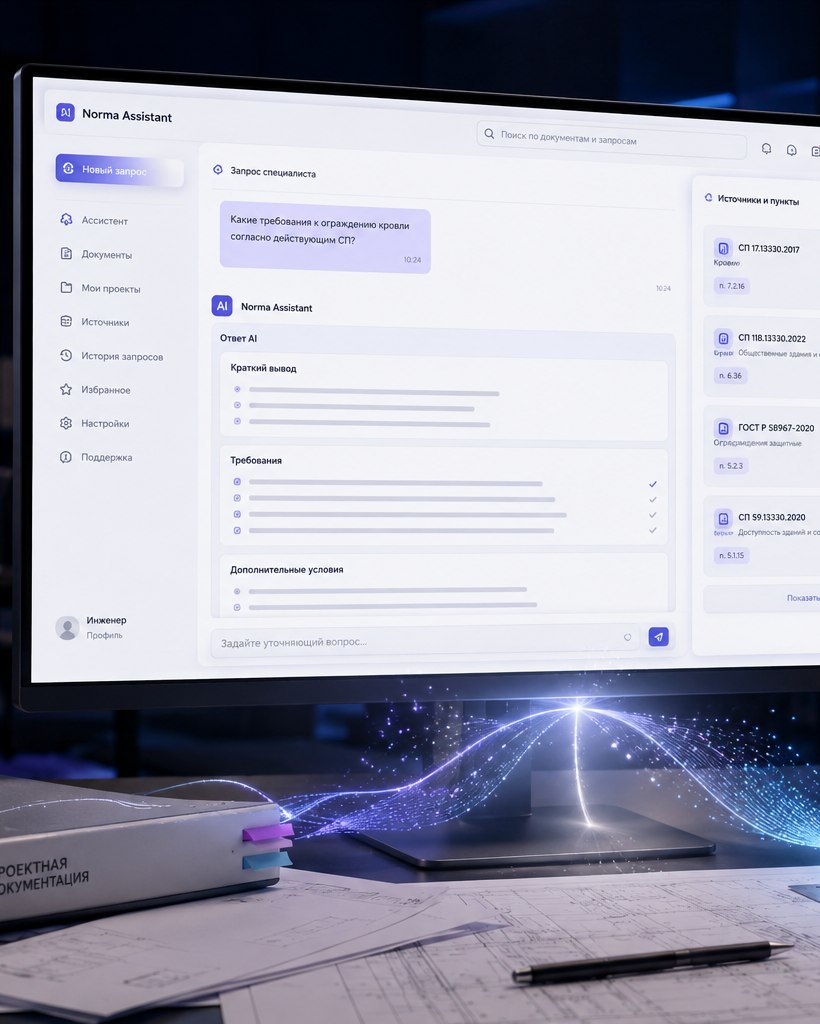 Ответ Norma Assistant со ссылками на нормативные источники